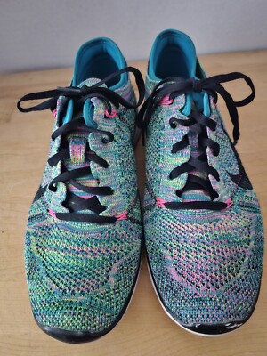 NIKE Free TR Flyknit Wmns Sz 9.5 Ltwt Running Shoes Multicolor Rainbow Sneaker 