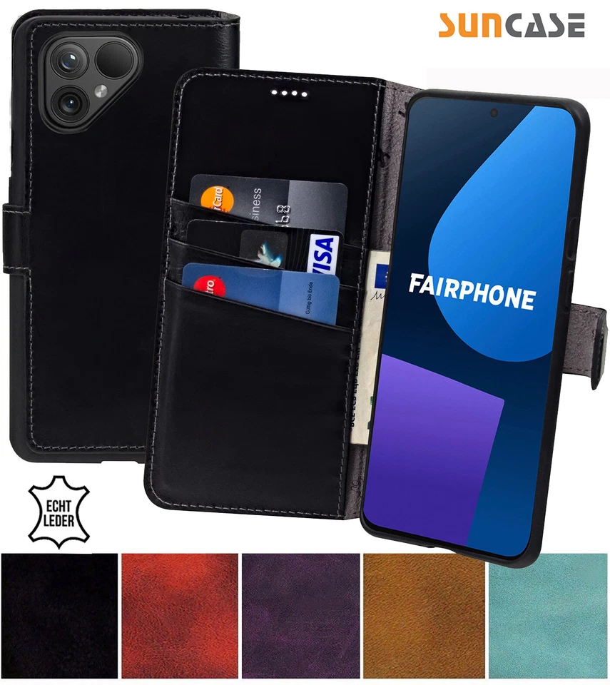 Hülle für Fairphone 4 Tasche Book Style Echt Leder Schutz Cover Wallet Case 🆕