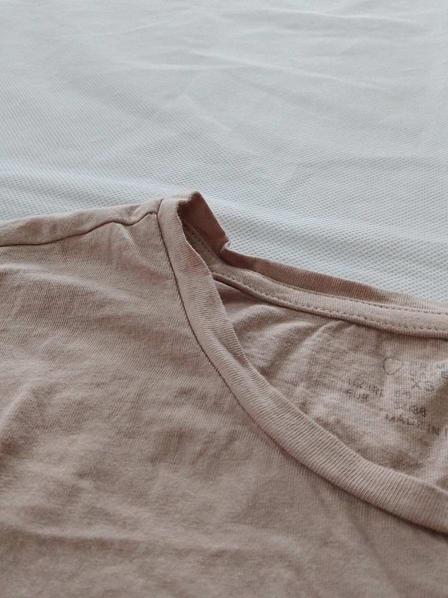 Ladies T-shirt Primark Size XS Short Sleeve Crew Neck Basic Beige 24182 View 6