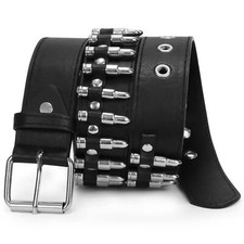 Gothic Punk Bullet Cosplay Belt Studded Grommet Rivet Waist Belt 32-38"