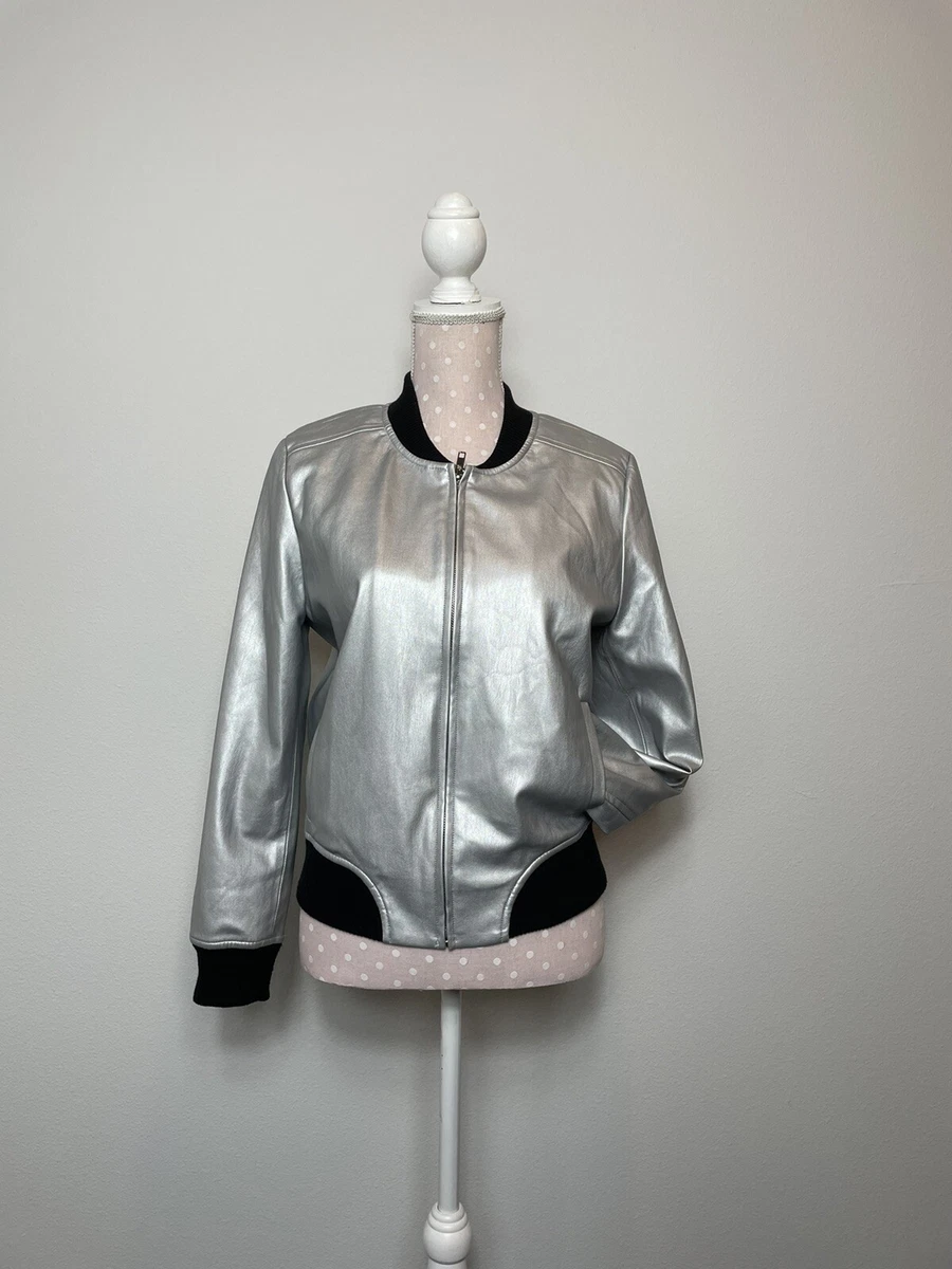 BB Dakota Womens Gray Silver Zip Close Bomber Jacket Size Medium