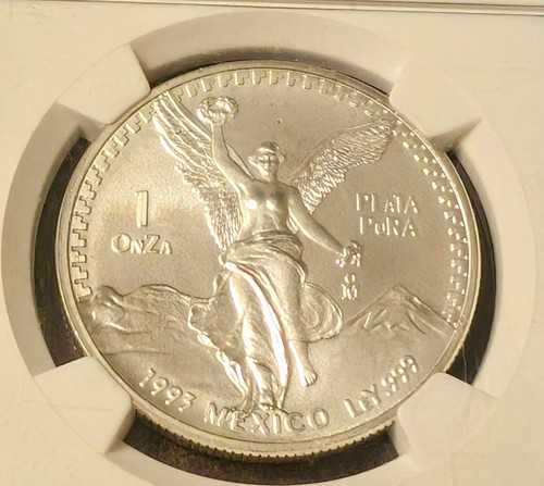 1993 MO Mexico 1 Onza Libertad Silver MS 68 NGC - Picture 2 of 4