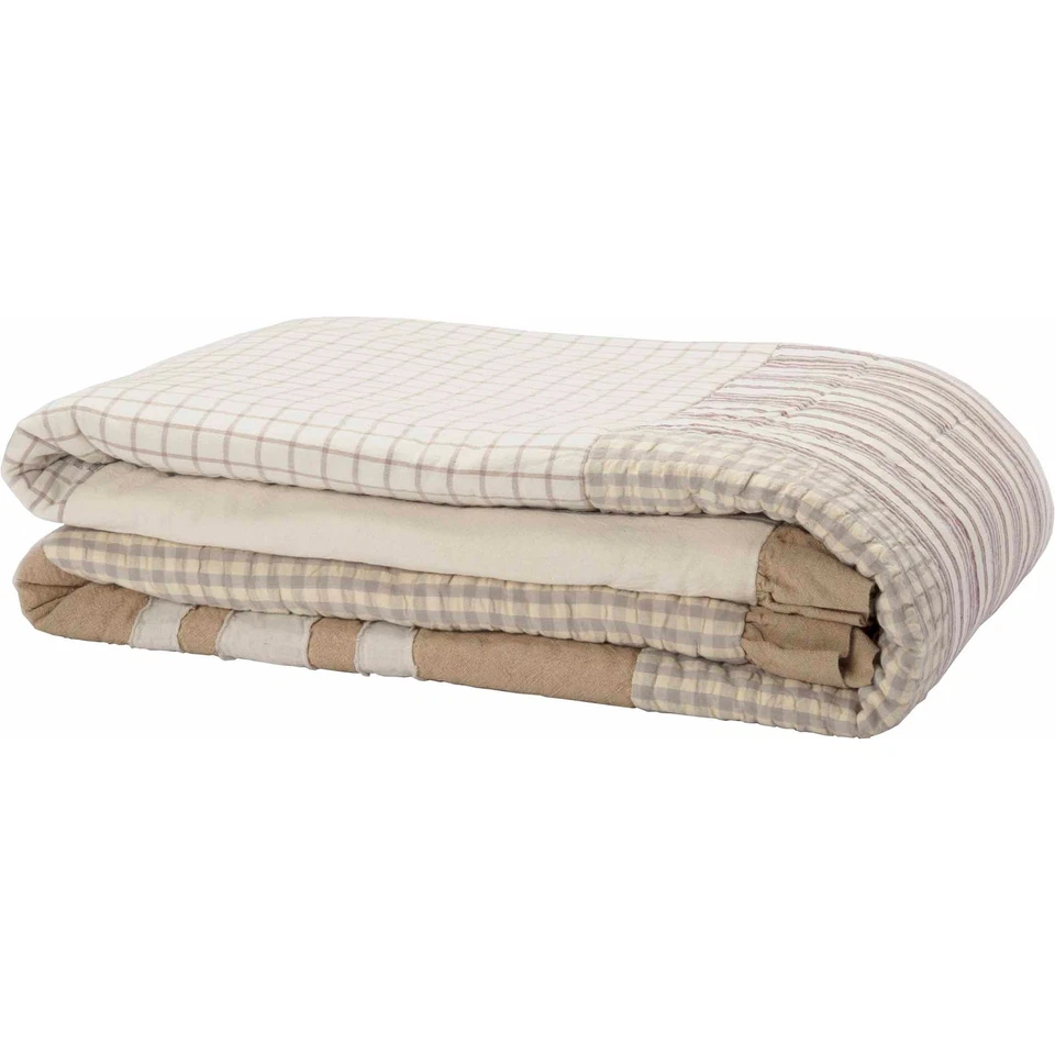 Farmhouse King Quilt Creme Patchwork Grace Cotton Bedroom Decor VHC Brands - Image 4 of 4