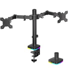 Afaloona RGB Dual Monitor Desk Mount, Monitor Stand with 3 USB Ports, Chargin...