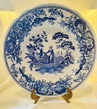 Vintage Spode Blue Room Girl At Well 9” Plate 1822 Design Underglaze Blue &White
