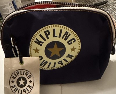 Kipling Zadok Cosmetic Bag Zadok NAVY BLUE  Monkey Keychain Pouch New