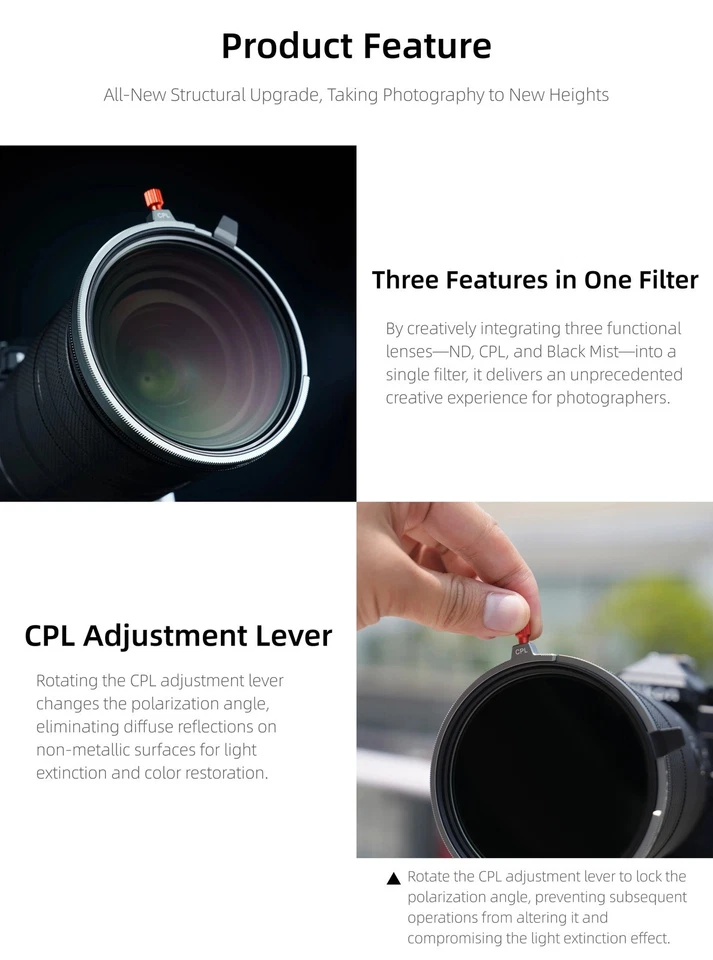 Kase Variable ND1.5-8 & CPL & Black Mist 3 in 1 filter for Canon Sony Nikon - Image 3 of 4