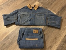 Rockawear Y2K Denim & Suede Matching Set Jacket 3XL Jeans 42x34 Hip Hop