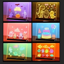 Board with Colors, Light Up Acrylic Message Board, Acrylic Dry Erase Board with