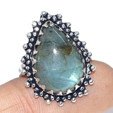 925 Silver Plated Top Quality Fiery Labradorite Ring Gemstone Size US 9 GW