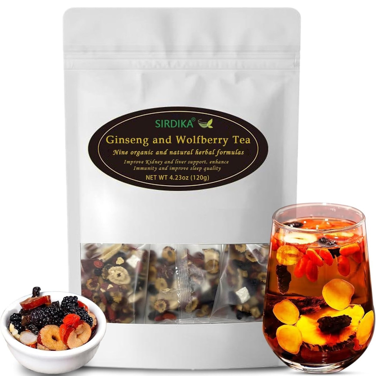 Kidney Tea - Ginseng and Wolfberry Tea, Ginseng Nine Treasure Tea