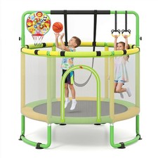 60" Trampoline for Kids with Enclosure, 6-in-1 Indoor Outdoor Toddler Trampoline