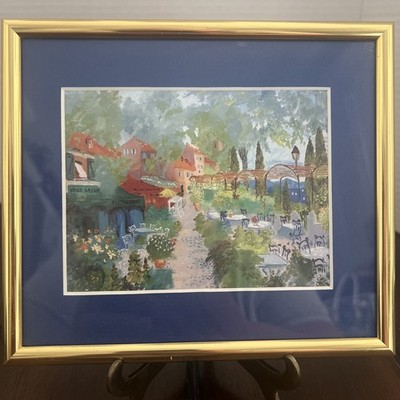 Impressionist Art Print-Pierre Jean Llado-Sun Drenched Cafes/Flora/Matted&Framed
