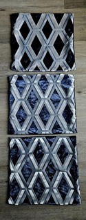 3 x NEXT Geometric Velvet Delux Blue 50cm x 50cm Cushion Covers. VGC