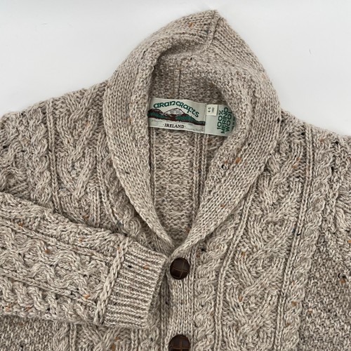 Aran Crafts Kids 100% Merino Wool Cable Knit Full Button Cardigan Ireland 4-5Y