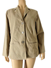 CHICO's Jacket Blazer size 1 Small-Medium Taube beige stripes light weight