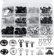180PCS Hook and Eye Sewing Kit with Garment Buttons, Hook and Eye Closures, Fabr