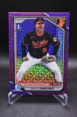Emilio Sanchez /250 2024 Bowman Chrome Purple Mojo Refractor Baltimore Orioles