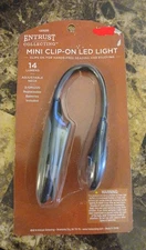 LED Light Mini Clip On 14 Lumens Adjustable Neck Battery Operated Book Reading 