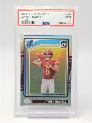 JAYDEN DANIELS 2024 DONRUSS OPTIC RATED ROOKIE HOLO PRIZM RC PSA 9 Q1528