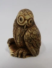Small Carved Netsuke Owl Figurine