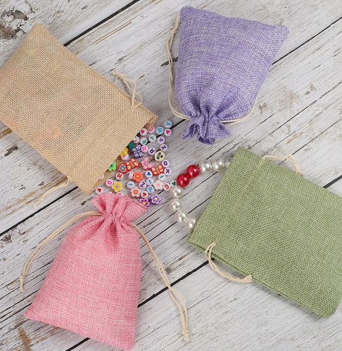 Sacchetti Di Juta 24 Pezzi Sacchi Juta Lino Con Coulisse Sacchetti Regalo Natura - Foto 7 di 12