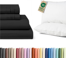 King Size 4-Piece Sheet Set  2 King Size Cotton Pillows