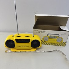 Mini Boombox Yellow Model RR2500 AM FM Mini Boom Box Radio 7.5 long