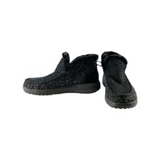 Hey Dude Women's Size 9 Black Sparkle Faux Fur Lined Slip On Ankle Shoes NWOT