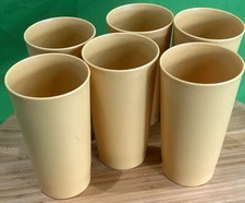 Vintage Tupperware #873 Yellow Drink Cups 12 Ounce Tumblers Harvest Gold 6