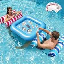 2 Pack Fabric Inflatable Pool Floaties Water Hammock Chair w Floating Table