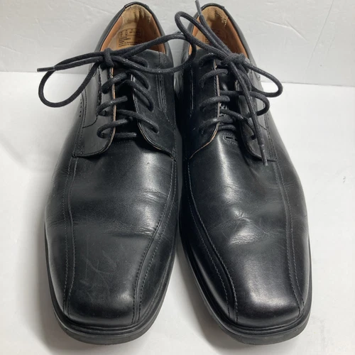 Scarpe Unstructured By Clarks uomo 11 W pelle nera punta bicicletta stringate derby