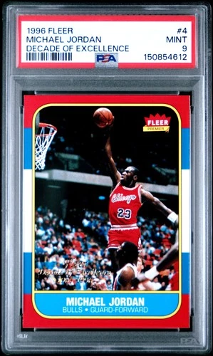 150854612 Michael Jordan 1996 Fleer #4 Decade of Excellence PSA 9
