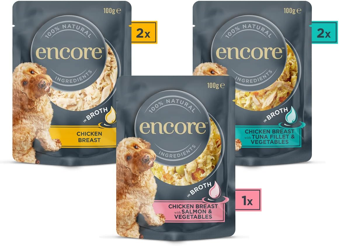 Encore Natural Wet Dog Food Pouches Chicken Selection in Broth 100 G