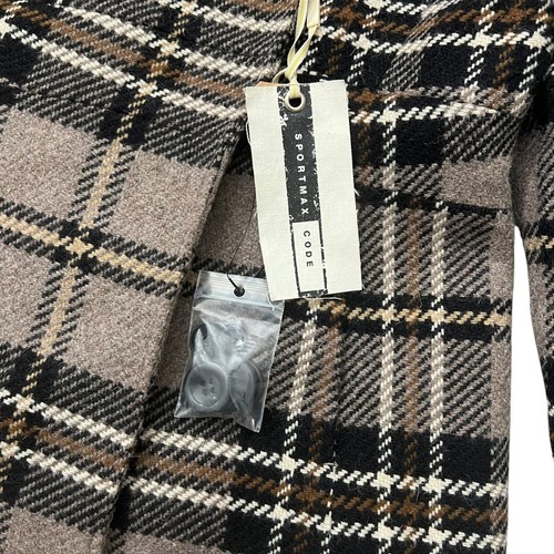 Sportmax Code Womens Alpaca Wool Mohair Plaid Peacoat Tan Size 6 Academia Preppy - Picture 10 of 12