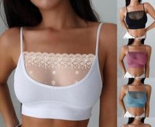 Womens Lace Bralette Bralet Bustier Crop Top Ladies Camisole Comfy Vest Tank Top