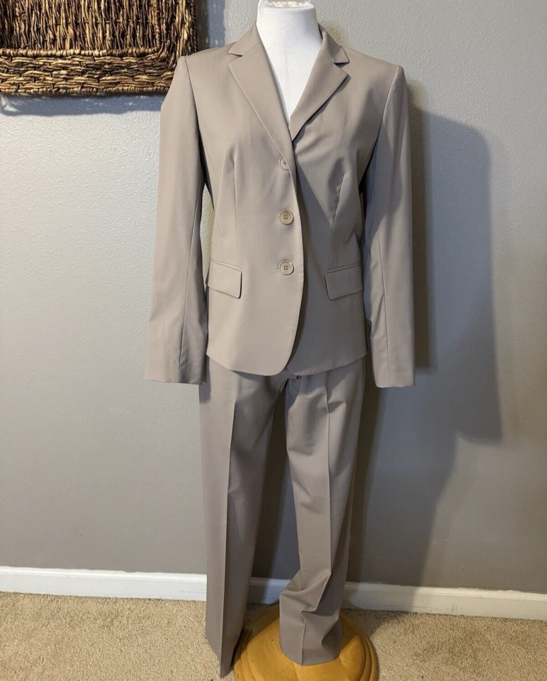 Lafayette 148 New York Pantalón Traje 4 Blazer 6 Pantalones Elástico Fino Lana Marrón $1498 Foto 3 de 4