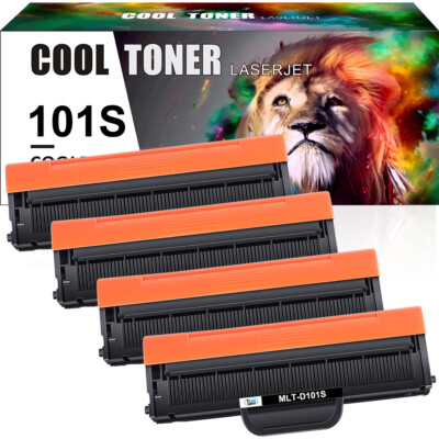 4-Pk/Pack Samsung MLT-D101S Black Toner Cartridge ML-2165W SCX-3405W SF760P