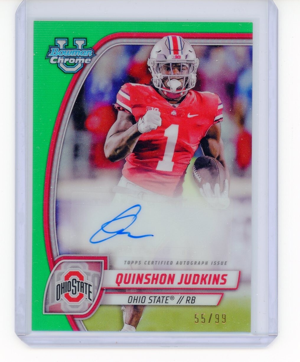 Quinshon Judkins 2024 Bowman U Chrome Football Green Refractor Auto #55/99