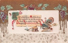 Thanksgiving Large Turkey Slaughter Butcher Log Barbaric Antique Vtg Postcard O1