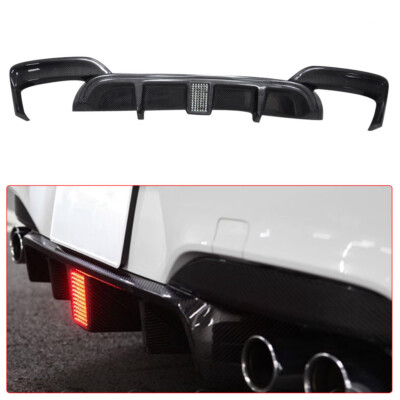 For 12+ BMW F12 F13 M-Sport  Carbon Fiber Rear Bumper Diffuser Lip +Pilot Lamp