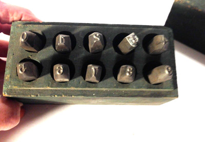 Vintage MECCO Safety Machinists Steel Number Punches 3/16 Wood Box Marked Rare