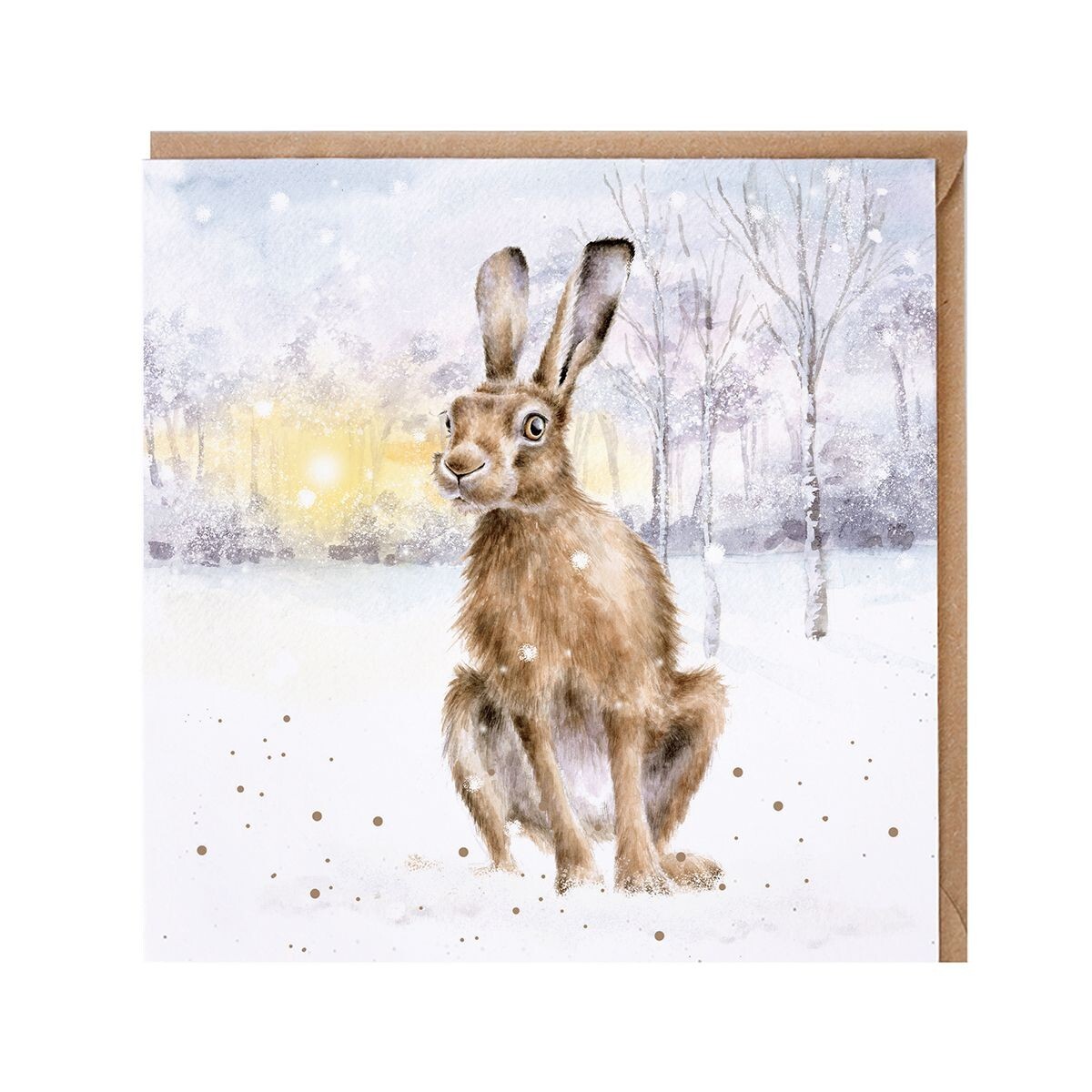 Wrendale Christmas Card Golden Hour Hare - Festive Wildlife Xmas Greeting Card