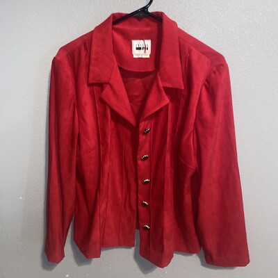 Vintage Leslie Fay Womens Size 18 Red Jacket Dress Coat Button Down! QUALITY!