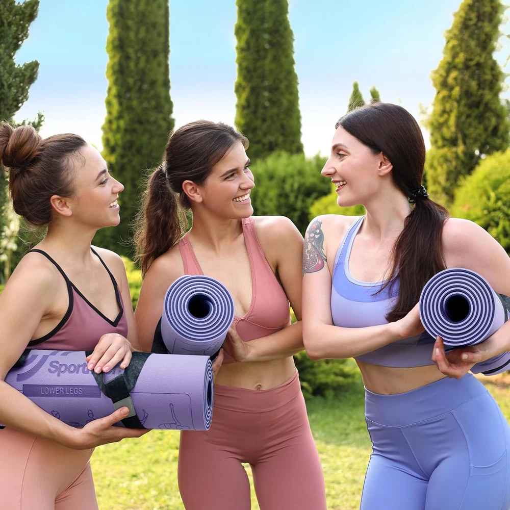 Non-Slip Double-Sided Yoga Mat with Poses for Women & Men - Perfect for Exercise