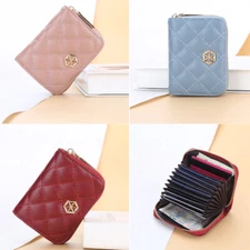 Women RFID Blocking Credit Card Holder Small Leather Wallet Clutch with Zipper