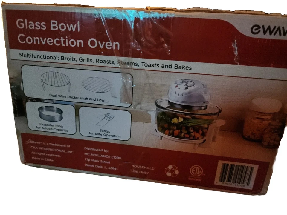 Magic Chef 3 Gallon EWGC12W3 1300-Watt Glass Bowl Convection Oven-Open Box - Image 3 of 3