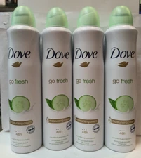 Dove Go Fresh Spray 250 ml  /  8.4 oz Cucumber & Green Tea Scent (PACK OF 4 )