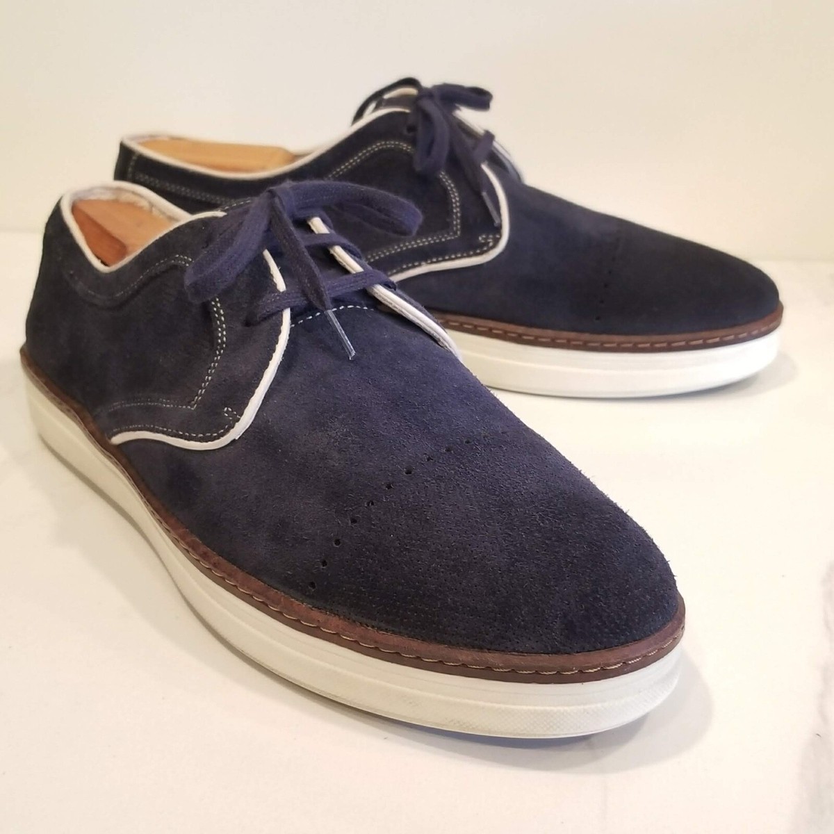 Johnston & Murphy Blue Suede Men\'s Oxfords 10 Johnston Murphy Shoes Oxfords Mens 10 Navy Blue Suede  main image 4