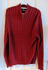 Lyle  Scott Man  s Large 100 Combed Cotton Crew Neck 1/4 Zip Red Knit Sweater